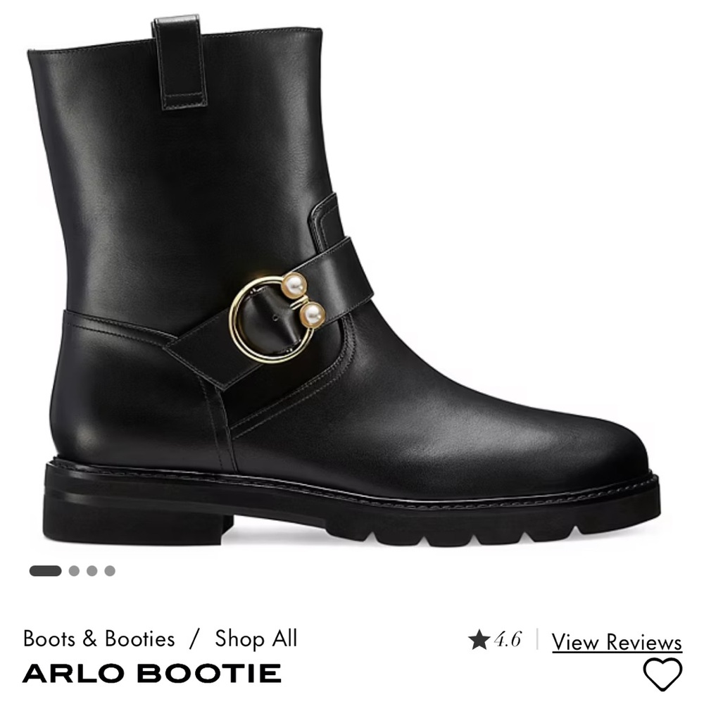 Stuart Weitzman Black Leather Moto Boots